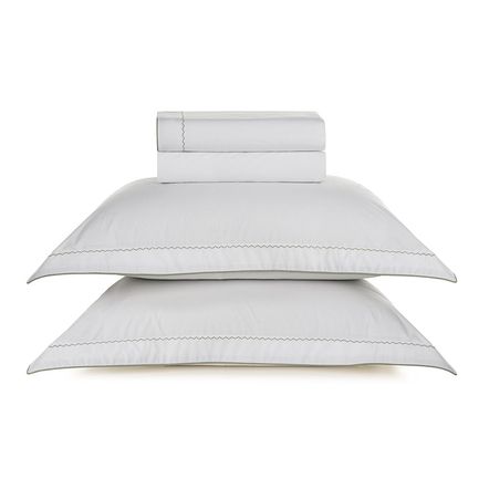 Jogo de Cama Queen 200 Fios Bordado 100% algodão Bali Branco/Menta