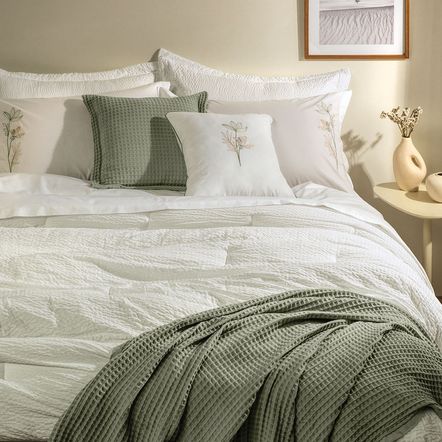 Jogo de Cama Queen com Capa de Almofada 200 Fios 100% Algodão Lavínia Branco