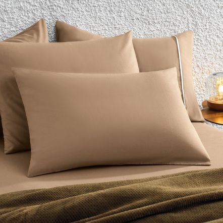 Lençol Queen com Elástico e Fronhas 100% Algodão Matiza Caramelo