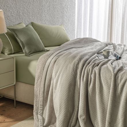 Cobertor Casal de Sherpa e Flanel Fleece Eliot Seda