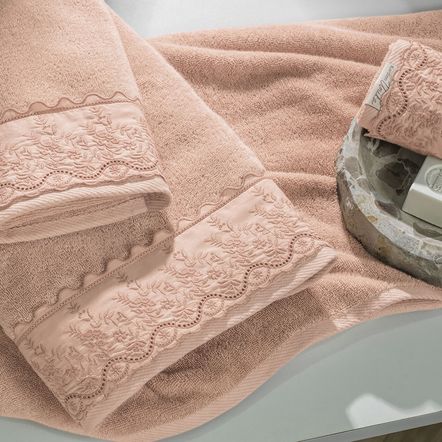 Toalha de Banho Fio Penteado 100% Algodão Antônia Aura/Rosé