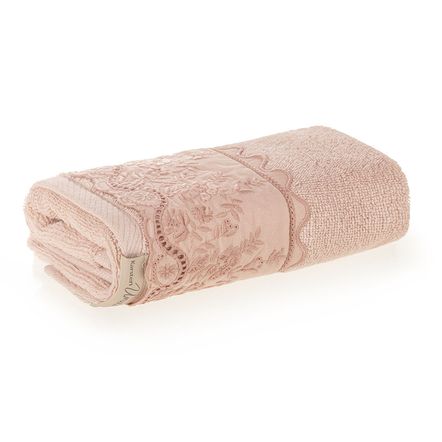 Toalha de Lavabo/Visita Fio Penteado 100% Algodão Antônia Aura/Rosé