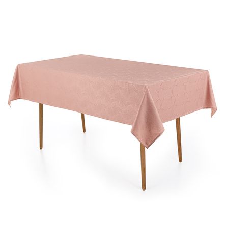 Toalha de Mesa Retangular 8 Lugares Jacquard Melli Rosa Vintage