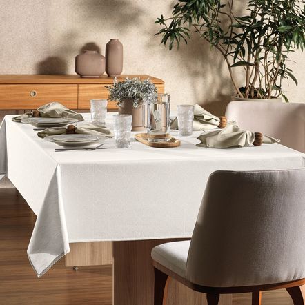 Toalha de Mesa Quadrada 8 Lugares Sempre Limpa Caetano Branco