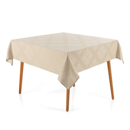 Toalha de Mesa Quadrada 8 Lugares Jacquard Beamon Bege