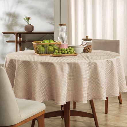 Toalha de Mesa Retangular 8 Lugares Jacquard Beamon Bege