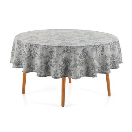 Toalha de Mesa Redonda 6 Lugares Grazia Cinza