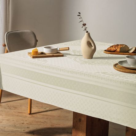 Toalha de Mesa Retangular 12 Lugares Lesier Pérola