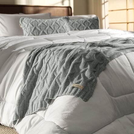 Almofada Decorativa de Tricô 30cmx50cm Roman Névoa