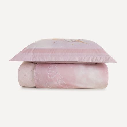 Colcha Infantil Solteiro com Porta-travesseiro 200 Fios Princesinha
