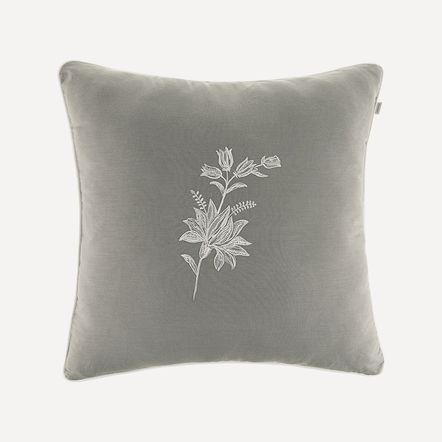 Almofada Decorativa Bordada 200 Fios Morgan Cinza