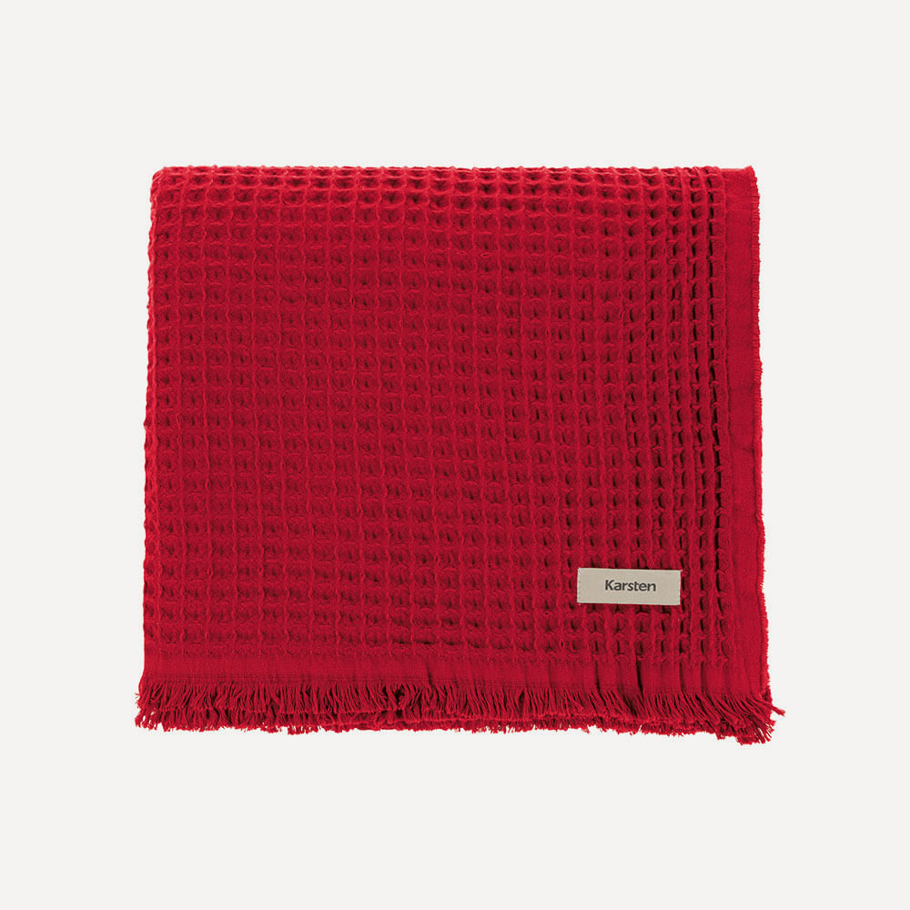 Manta Decorativa 100% Algodão Denver Vermelho
