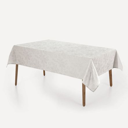 Toalha de Mesa Retangular 8 Lugares Azevinho Cinza