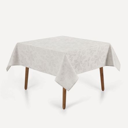 Toalha de Mesa Quadrada 4 Lugares Azevinho Cinza