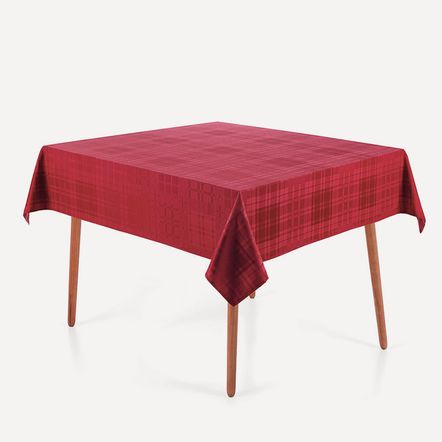 Toalha de Mesa Quadrada 8 Lugares Tartan Vermelho