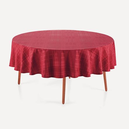 Toalha de Mesa Redonda 6 Lugares Tartan Vermelho