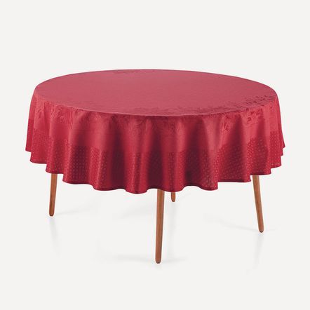 Toalha de Mesa Redonda 6 Lugares Flor do Natal Vermelho