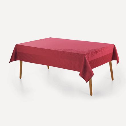 Toalha de Mesa Retangular 8 Lugares Flor do Natal Vermelho