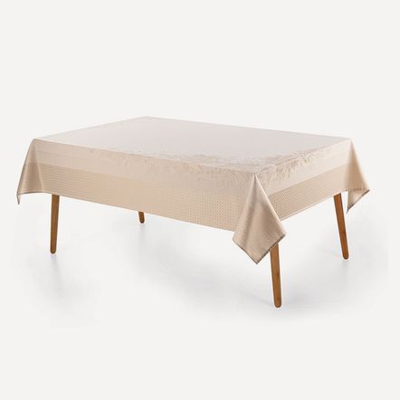 Toalha de Mesa Retangular 12 Lugares Flor do Natal Bege