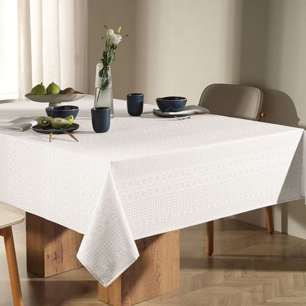 Toalha de Mesa Retangular 6 Lugares Artemis Branco
