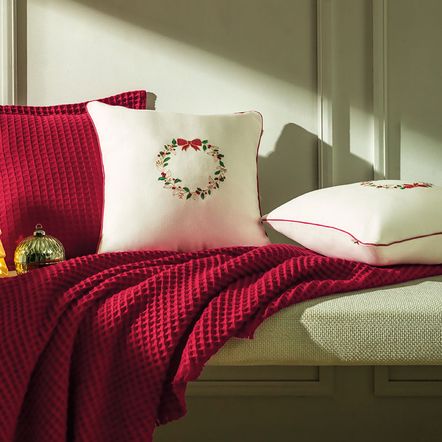 Manta Decorativa 100% Algodão Denver Vermelho