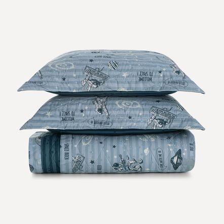 Colcha Infantil Casal com Porta-travesseiros 200 Fios Espacial