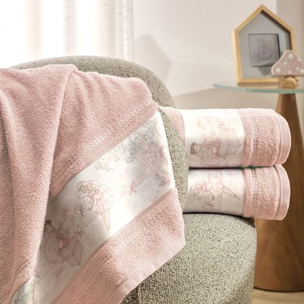 Toalha de Banho Infantil Fio Cardado Jardim Rosê