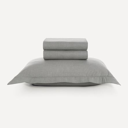 Jogo de Cama Solteiro 100% Algodão Tesso Cinza