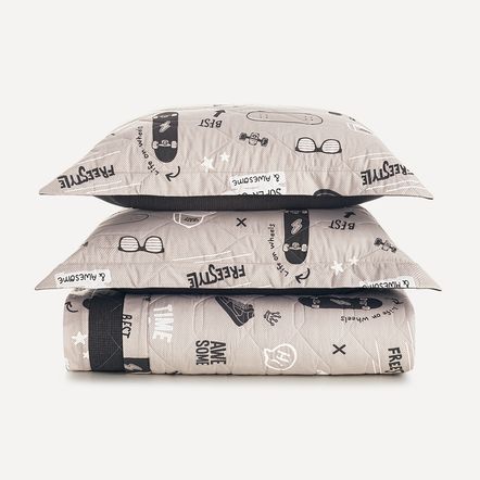 Colcha Infantil Casal com Porta-travesseiros 200 Fios Skate