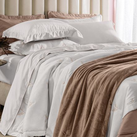 Jogo de Cama Queen 300 Fios 100% Algodão Dallas Branco