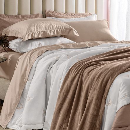 Jogo de Cama Queen 300 Fios 100% Algodão Dallas Rosa Veludo