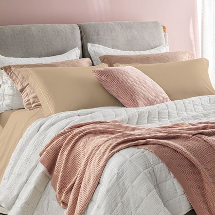 Jogo de Cama Queen 200 Fios 100% Algodão Deliz Creme/Areia