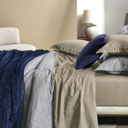 Jogo de Cama Casal 100% Algodão Tesso Bege