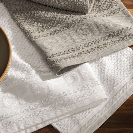 Kit 3 Panos de Prato Felpudo 100% Algodão Cuisine Branco/Lunar