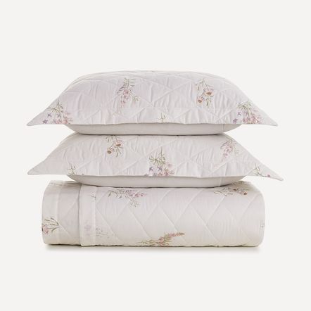 Colcha Queen com 2 Porta-travesseiros 100% Algodão Arabella