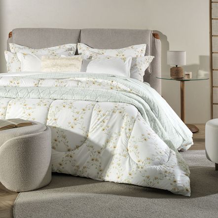 Jogo de Cama Queen 200 Fios 100% Algodão Florata Branco