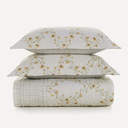 Colcha Casal com 2 Porta-travesseiros 100% Algodão Florata
