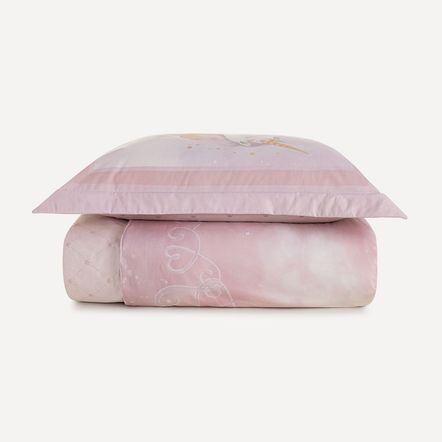 Colcha Infantil Solteiro com Porta-travesseiro 200 Fios Princesinha