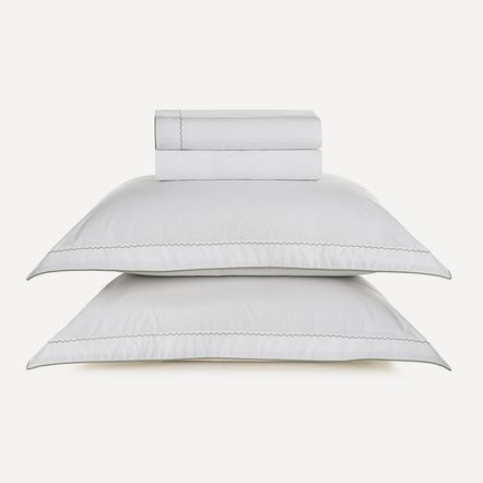 Jogo de Cama Casal 200 Fios Bordado 100% algodão Bali Branco/Menta