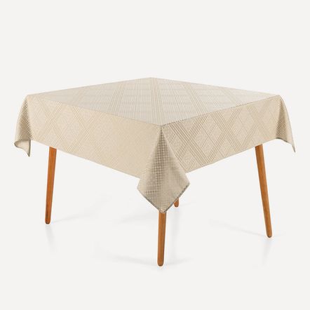 Toalha de Mesa Quadrada 8 Lugares Jacquard Beamon Bege