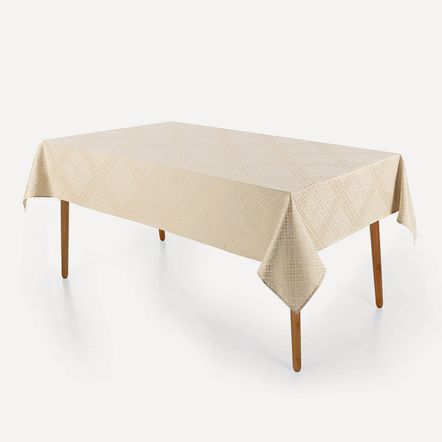 Toalha de Mesa Retangular 8 Lugares Jacquard Beamon Bege