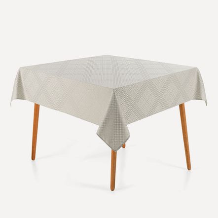 Toalha de Mesa Quadrada 8 Lugares Jacquard Beamon Cinza