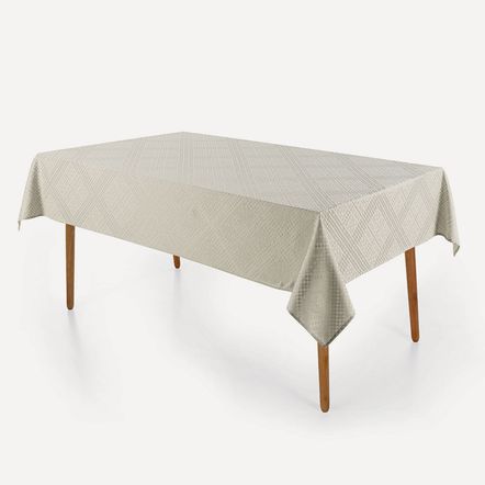 Toalha de Mesa Retangular 8 Lugares Jacquard Beamon Cinza