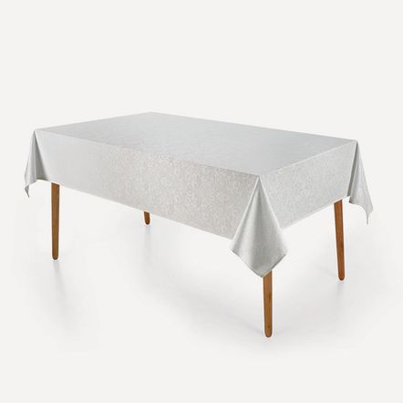 Toalha de Mesa Retangular 6 Lugares Jacquard Blanka Branco
