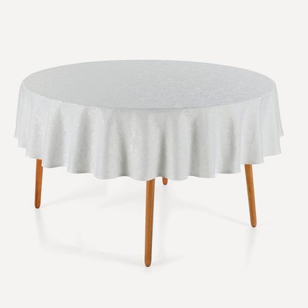 Toalha de Mesa Redonda 6 Lugares Jacquard Blanka Branco