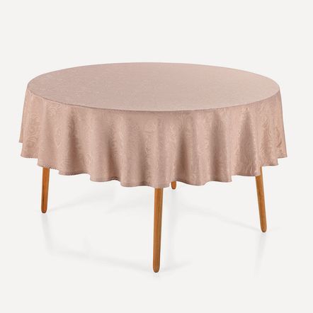 Toalha de Mesa Redonda 6 Lugares Jacquard Blanka Rosé