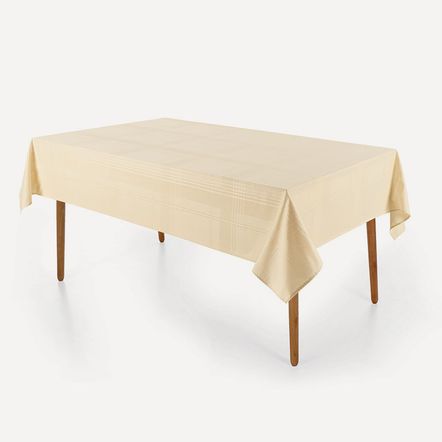 Toalha de Mesa Retangular 12 Lugares Jacquard Fragnani Bege