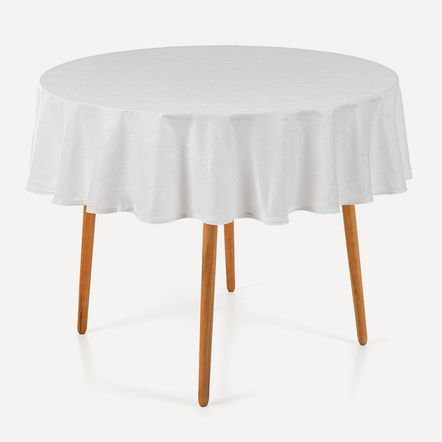 Toalha de Mesa Redonda 4 Lugares Jacquard Melli Branca