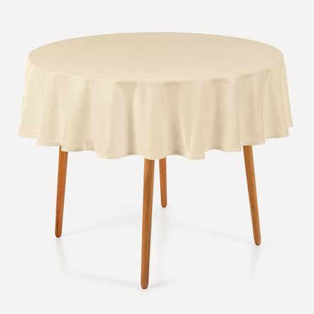 Toalha de Mesa Redonda 4 Lugares Jacquard Melli Natural