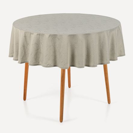 Toalha de Mesa Redonda 4 Lugares Jacquard Melli Cinza